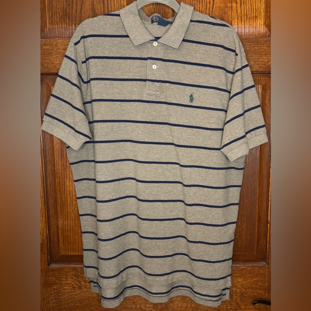 Polo Ralph Lauren Brown And Blue Pinstriped Polo Men’s XXL